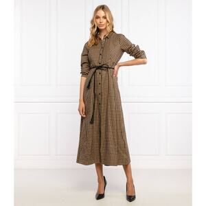 MARELLA Brown Gingham Midi Shirt Dress